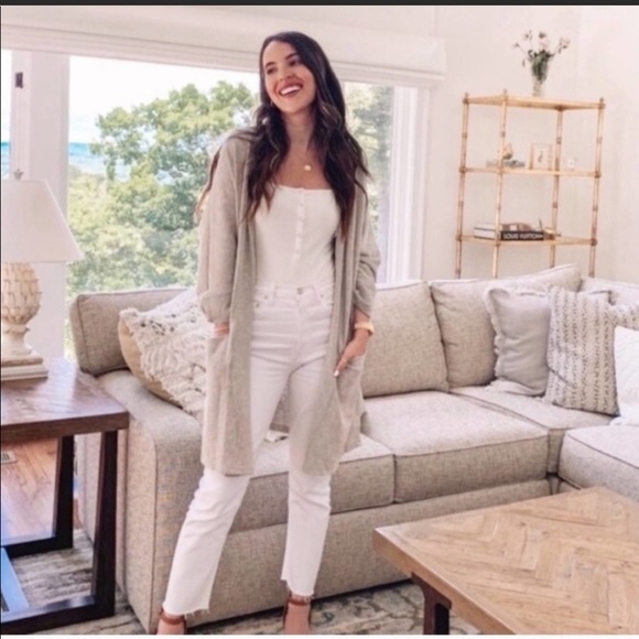 Anthropologie DONNI Sandwash Cardigan Open Front Ribbed Long Sweater Dus… - Picture 5 of 16